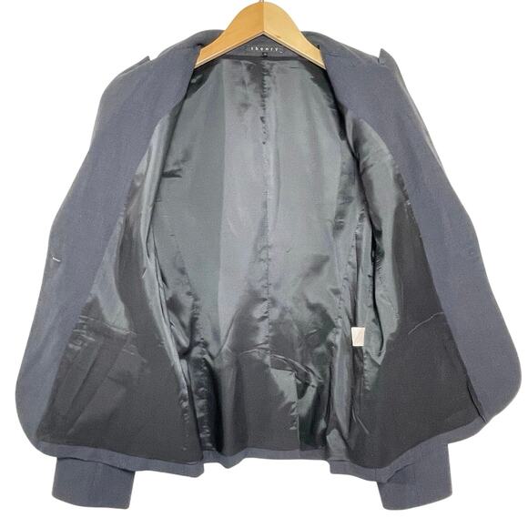 THEORY Women’s Gabe B Single Button Navy Blue Wool Blend Blazer 10 - Picture 3 of 4